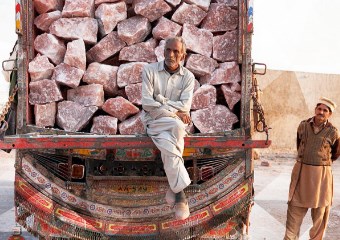 Many Himalayan Salt loaded on a truck