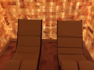 Woodfield Country Club. Brown Recliners Next To Each Other In Small Salt Room.