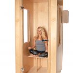 Booth With a View - Tempered glass door helps create an open and relaxing space.