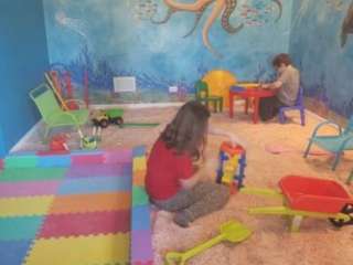 Children Playing In A Salt Room For Kids At North Shore Salt Therapy Center In Highland Park, Illinois.