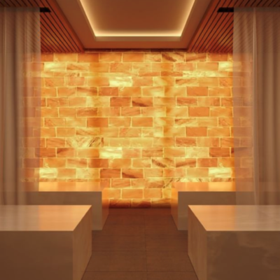 Salt Room At Solaia Condominiums In North Bergen, New Jersey With A Himalayan Salt Wall For Décor